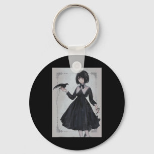Anime Girl Sad Retro Aesthetic Japanese Otaku Key Ring