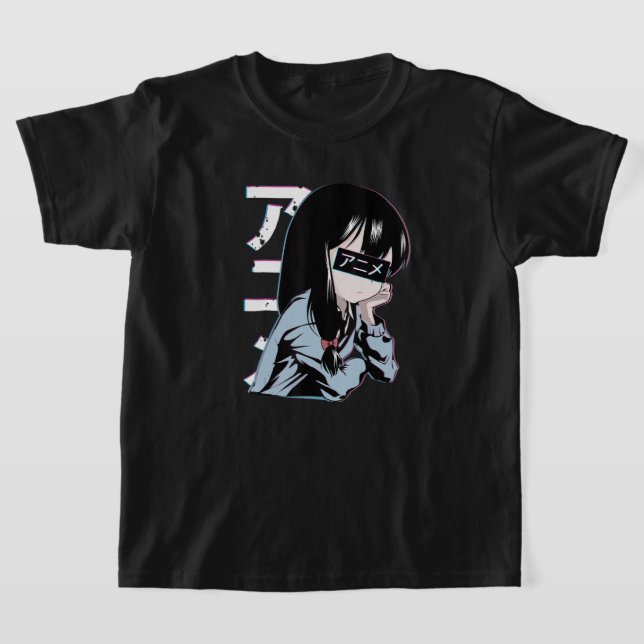 Anime Girl Shirt Kawaii Sad Schoolgirl Otaku (Laydown)