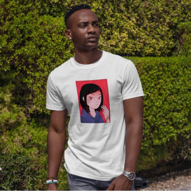 Anime Girl Smoking Portrait  T-Shirt (Creator Uploaded)