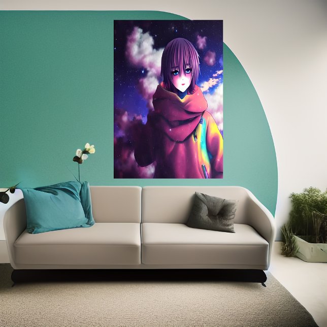 Anime girl, stars and cloud | AI Art Poster (Creator Uploaded)