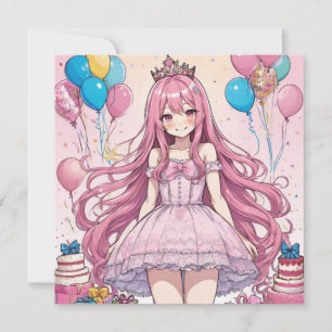 Anime Girl sweet 16 birthday Invitation