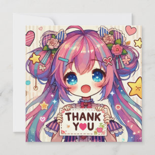 Anime Girl Thank You Card