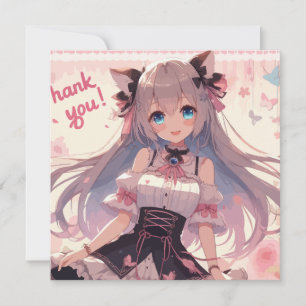 Anime Girl Thank You Card