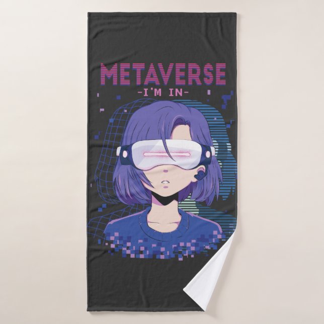 Anime girl virtual reality glasses Bath Towel (Bath Towel)