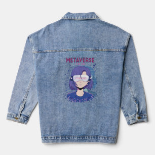 Anime girl virtual reality glasses Denim Jacket
