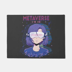 Anime girl virtual reality glasses Doormat