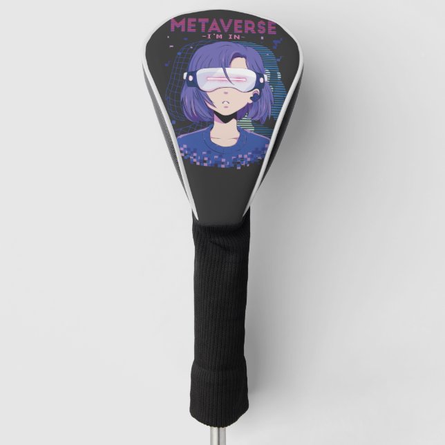 Anime girl virtual reality glasses Golf Head Cover (Front)