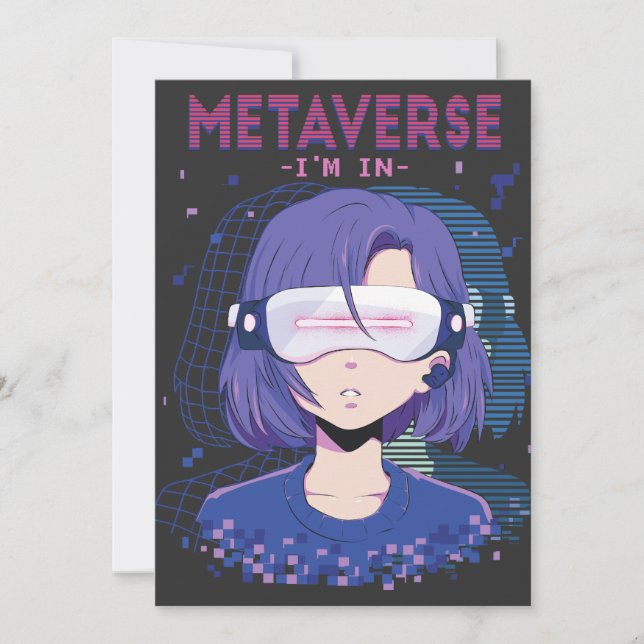  Anime girl virtual reality glasses Invitation (Front)