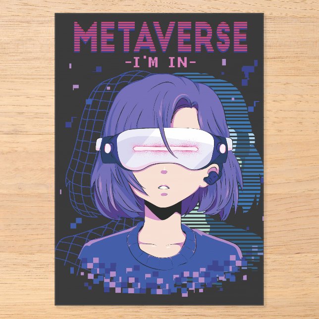 Anime girl virtual reality glasses Invitations (Front)