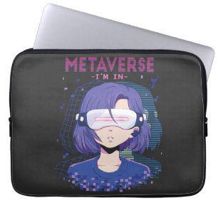 Anime girl virtual reality glasses laptop sleeve