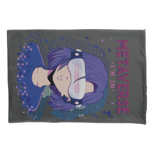 Anime girl virtual reality glasses pillow case