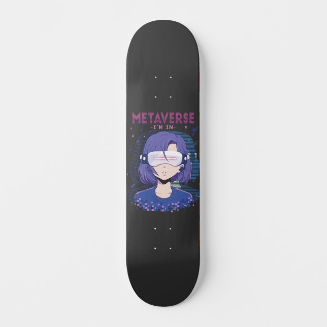 Anime girl virtual reality glasses skateboard (Front)