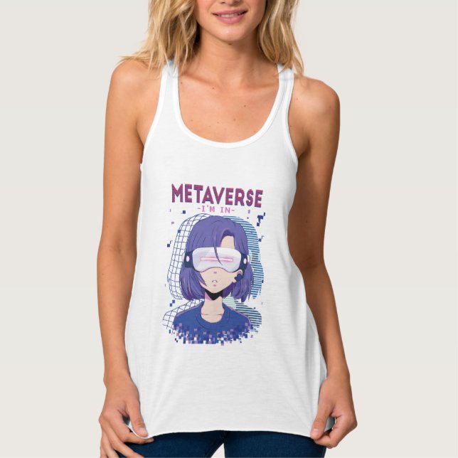 Anime girl virtual reality glasses Tank Top (Front)