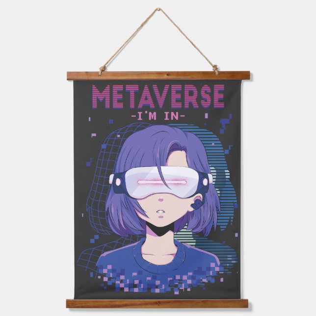 Anime girl virtual reality glasses Tapestry (Front)