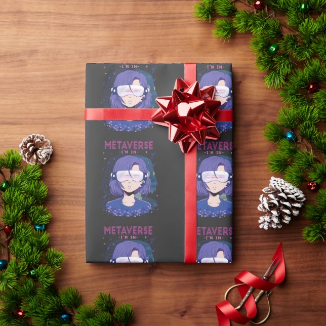 Anime girl virtual reality glasses Wrapping Paper (Holiday Gift)