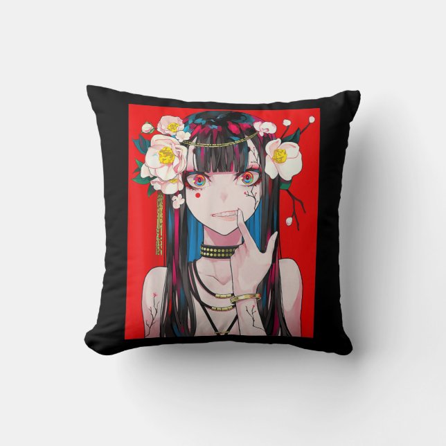 Anime Girl Waifu Japanese Aesthetic Kawaii Otaku  Cushion (Front)