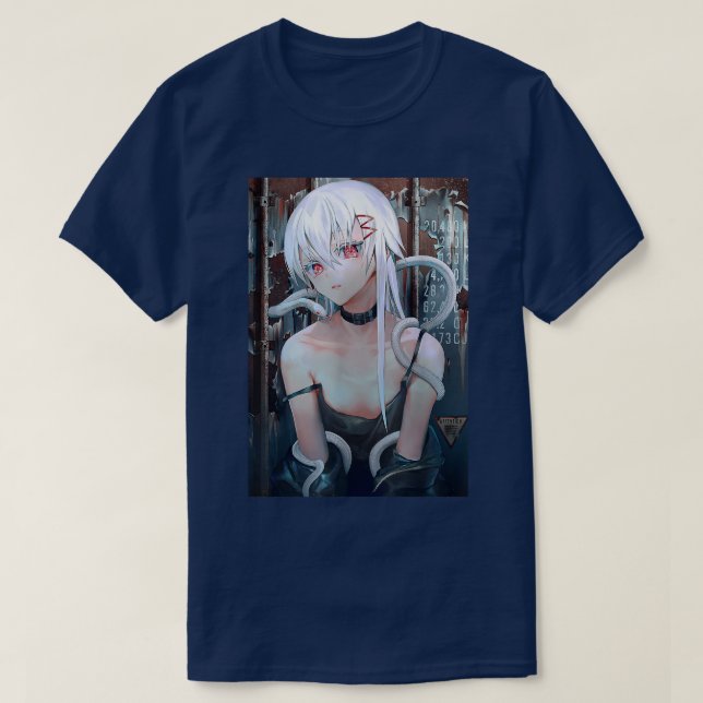 Anime Girl Waifu Snake Esthetic Japanese Otaku  T-Shirt (Design Front)