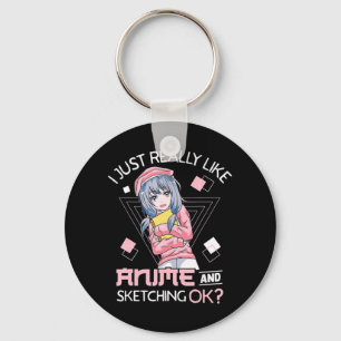 Anime Girl Waifu Who Loves Anime Ramen And Sketchi Key Ring