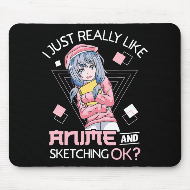 Anime Girl Waifu Who Loves Anime Ramen And Sketchi Mouse Pad (Front)