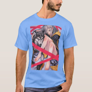Anime Girl Waifu Wolf Aesthetic Japanese Otaku  T-Shirt