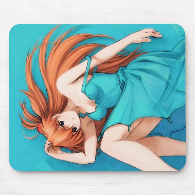 Anime Girl Watercolor Art Mouse Pad (Front)
