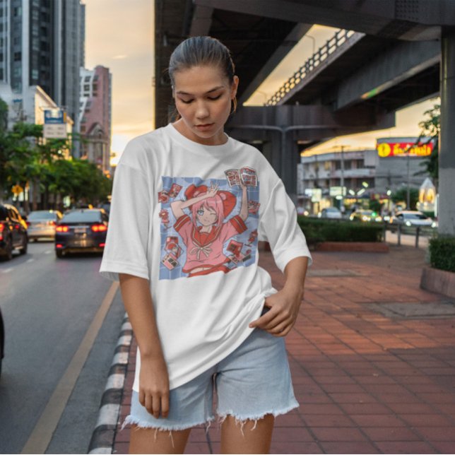 Anime Girl With Comic Books  T-Shirt (Creator Uploaded)