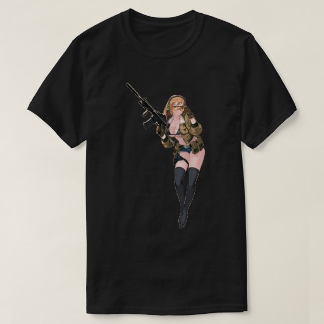 anime girl with gun              T-Shirt (Design Front)