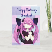 Anime Girl with Headphones Cat Ears Big Birthday