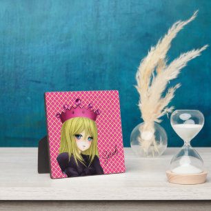 Anime Girl with Pink Crown Plaque