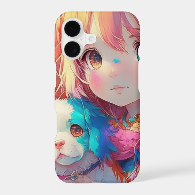 Anime Girl with Puppy iPhone Case (Back)