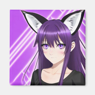Anime Girl with Purple Hair and Eyes Magnet