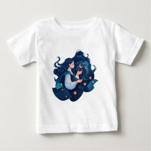 Anime Girl with Stars – Dreamy Cosmic Aesthetic Baby T-Shirt