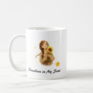 Anime Girl with Sunflower Aesthetic Graphic Coffee Mug