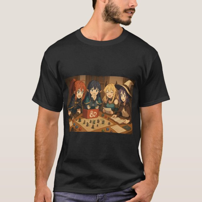 Anime Girls playing D&D T-Shirt (Front)