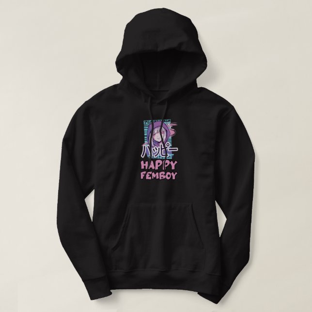 Anime Happy Femboy with Happy in japanese - Cute & Hoodie (Design Front)