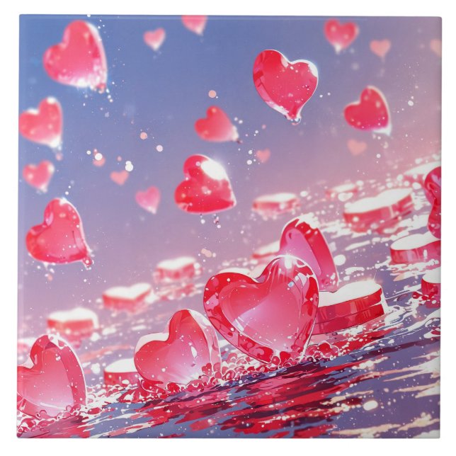 Anime hearts Ceramic Tile (Front)
