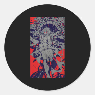 Anime Horror Aesthetic Scary Creepy Girl Japanese Classic Round Sticker