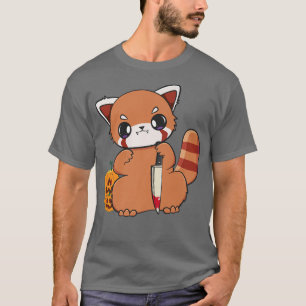 Anime Horror Halloween Red Panda Witch Cute Chibi  T-Shirt