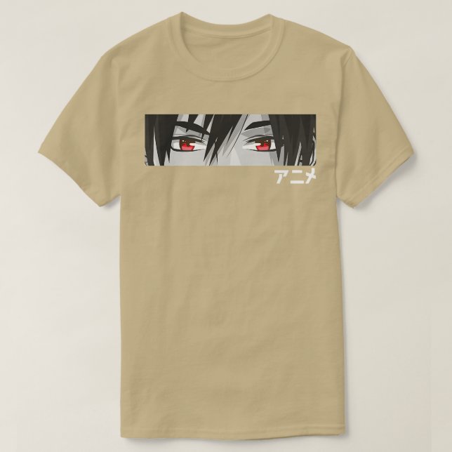 Anime in Japanese Characters Kawaii Eyes Face Prem T-Shirt (Design Front)