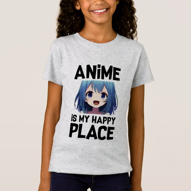 Anime Is My Happy Place Girls Graphic T-Shirt (Front)