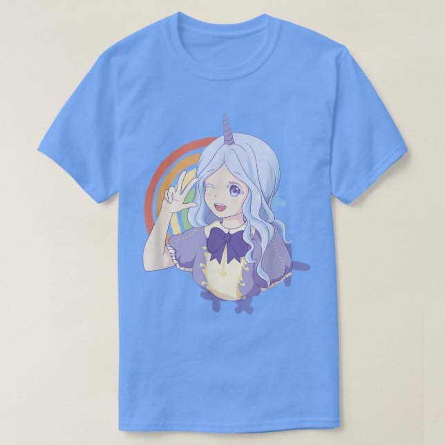 Anime Japan Girl Fabulous Beauty Unicorn  T-Shirt (Design Front)