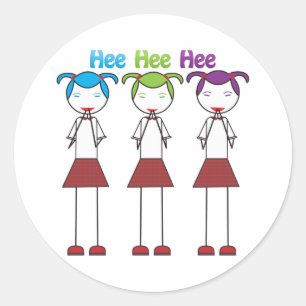 Anime Japanese Girls Giggling Classic Round Sticker