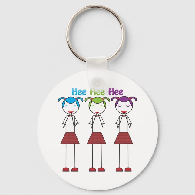 Anime Japanese Girls Giggling Key Ring (Front)