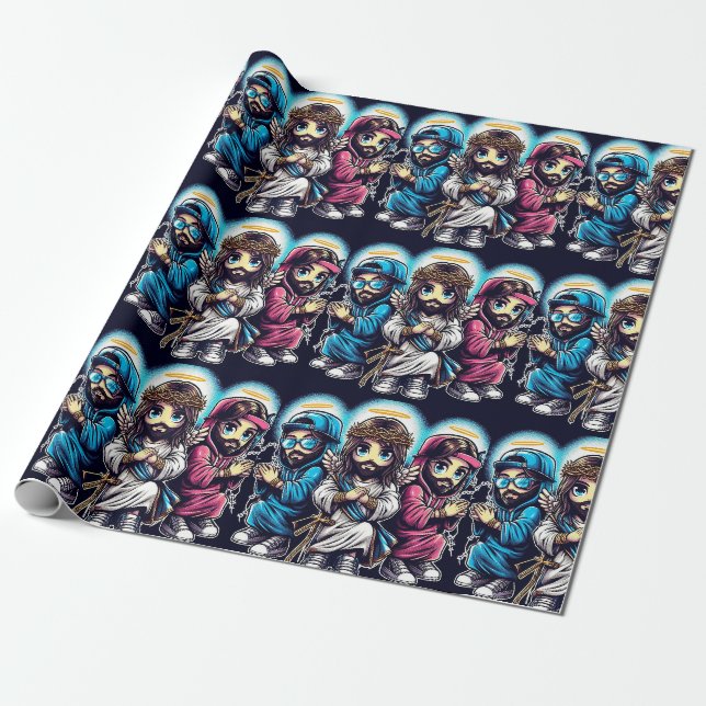Anime Jesus Christ  Wrapping Paper (Unrolled)