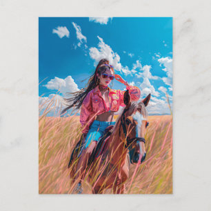 Anime Journey on Horseback Through Nature Postcard