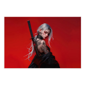 Anime Katana Warrior Glossy Poster