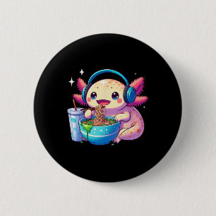 Anime Kawaii Axolotl Eating Ramen Noodles Kids Tee 6 Cm Round Badge