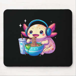 Anime Kawaii Axolotl Eating Ramen Noodles Kids Tee Mouse Pad