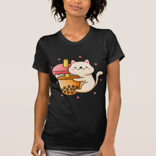 Anime Kawaii Cat Boba Bubble Tea Anime Merch Gifts T-Shirt