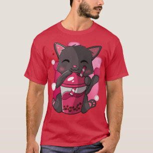 Anime Kawaii Cat Boba Bubble Tea Neko Boba Tea Cat T-Shirt